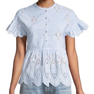 New striped eyelet Cerelia blouse by Koie, size L